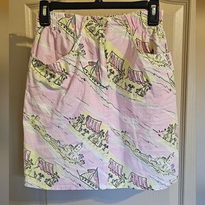 Vintage 80s Jou Jou Pocketed Beach Themed Skirt With Sailboats
